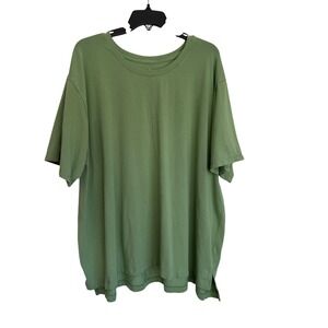 Cuddl Duds Womens 3X Sage Green Short Sleeve Crew Neck T-Shirt Relaxed Fit Tee